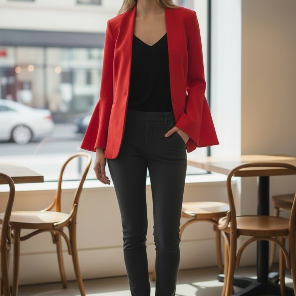 Catherine Malandrino Red Bell Sleeve Blazer